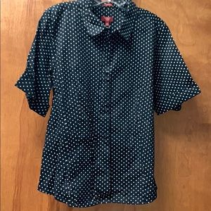 Talbots black with white polka dots blouse